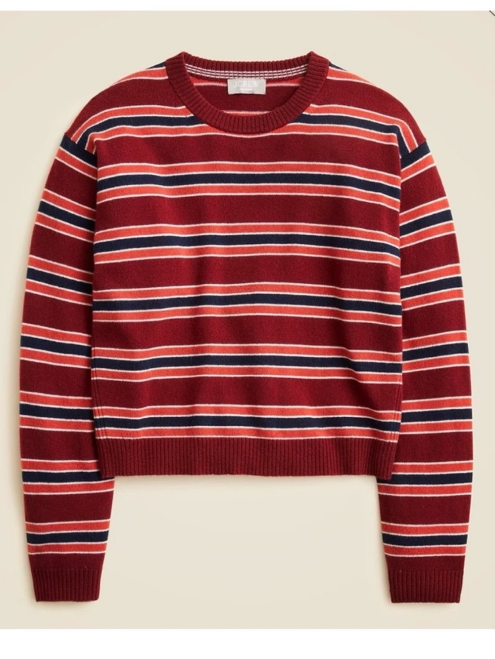 JCrew Cashmere Striped Crewneck Sweater